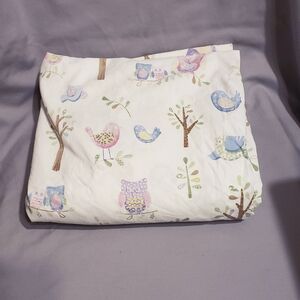 Pottery Barn Kids Fitted Organic Cotton Sheet Bird Owl Tree